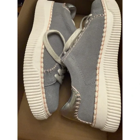 Sofft Sneaker‎ Womens 6 EU 37 Frazier Chambray Silver Gray Suede New - Picture 7 of 11